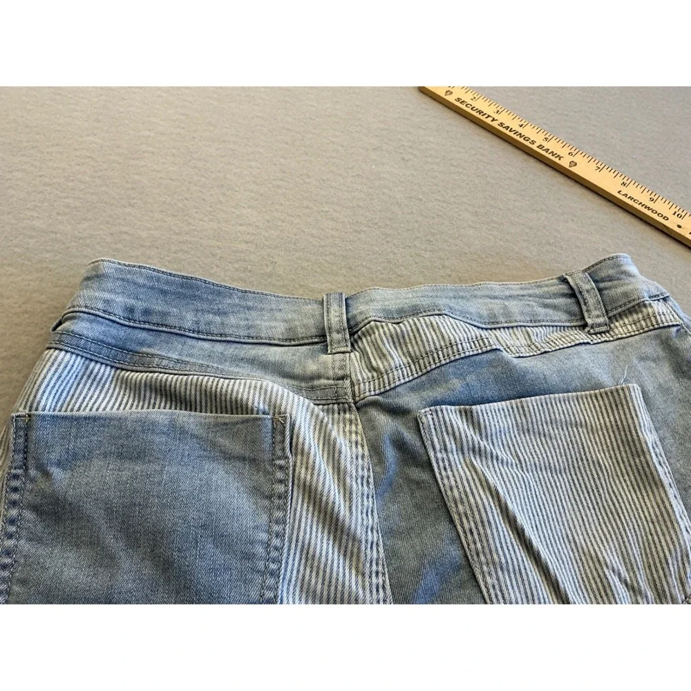 Rewash Mixed Media Denim Shorts Pinstripe Distressed Frayed Size‎ 11/30 Boho